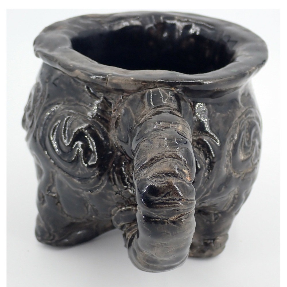 Vintage Pottery Elephant Coffee Mug Brutalist Crude Unique